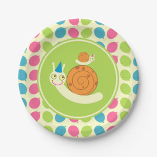 Snails and Balloons children Birthday Party Paper Plate