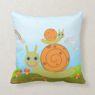 Snails and mushrooms cushion