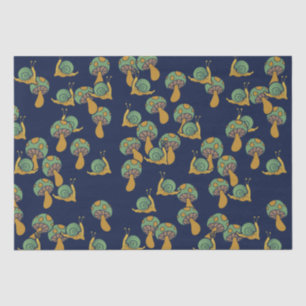 Snails and Mushrooms Retro Snail Mushroom Pattern Tissue Paper