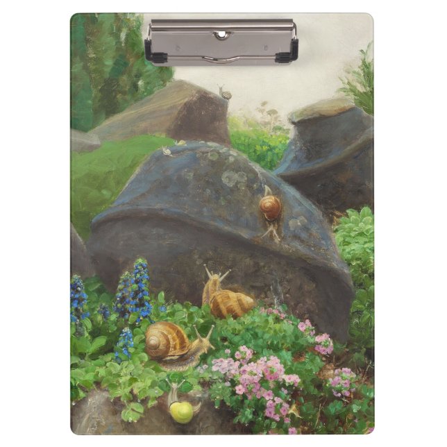 Snails in a Rock Garden (by H.A. Brendekilde) Clipboard (Front)