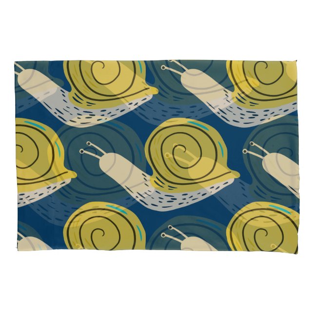 Snails silhouettes: yellow, pink pattern. pillowcase (Front)