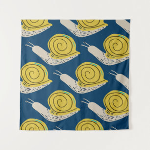 Snails silhouettes: yellow, pink pattern. tapestry