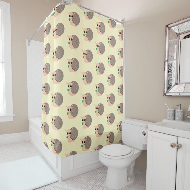 Snails with Clovers Shower Curtain - Your Colors (In Situ)