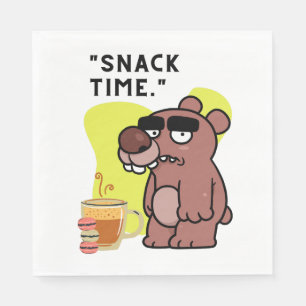 SNAK TIME!- ANIMAL-FUNNY- COFFEE-COOKIES NAPKIN
