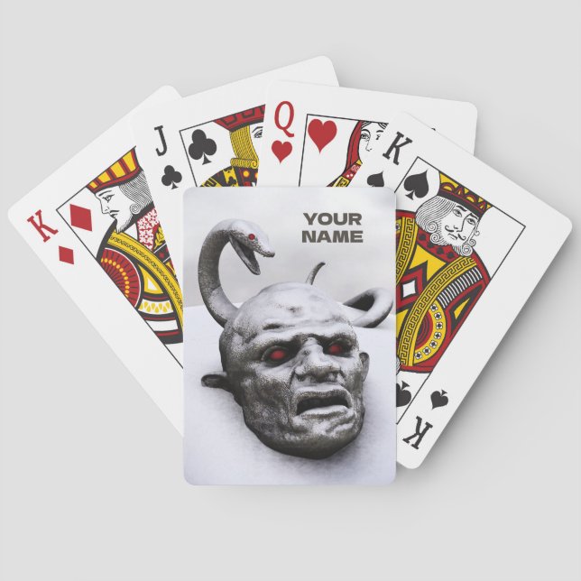Snake above head sculpture playing cards (Back)