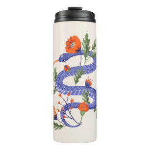 Snake and floral fairy print thermal tumbler