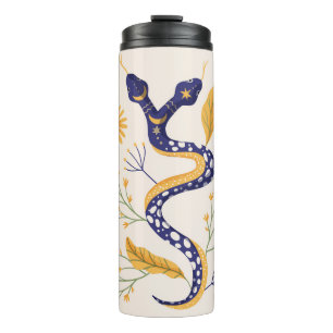 Snake and floral fairy print thermal tumbler