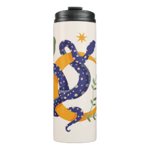 Snake and floral fairy print thermal tumbler