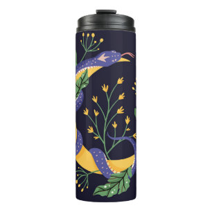 Snake and floral fairy print thermal tumbler