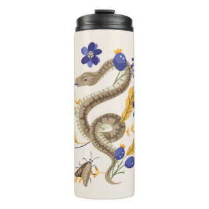 Snake and floral fairy print thermal tumbler
