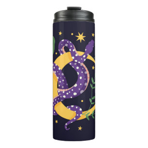 Snake and floral fairy print thermal tumbler