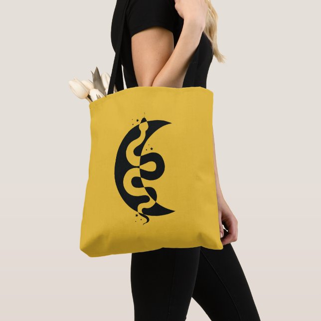 Snake and Moon Tote Bag (Close Up)