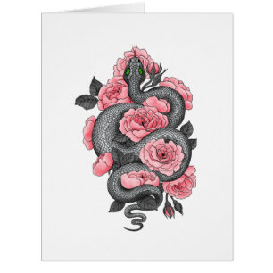 Snake and peach roses