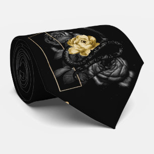 snake and rose mural, tie