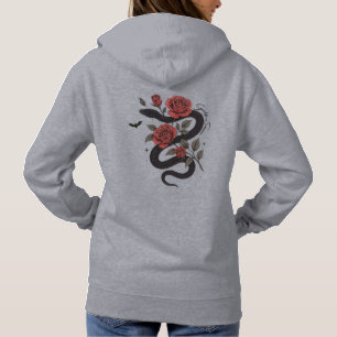 Snake and Roses Hoodie - Gothic Floral Design