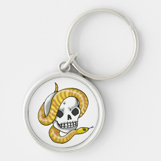 snake and skull (woma python) keychain (Front)