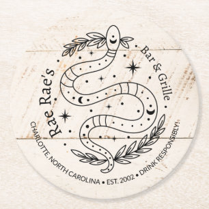 Snake and Stars Custom Logo Round Paper Coaster