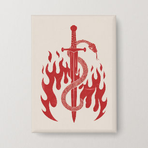 Snake and Sword Risograph Art Print Red Flame