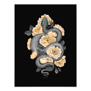 Snake and yellow roses photo print