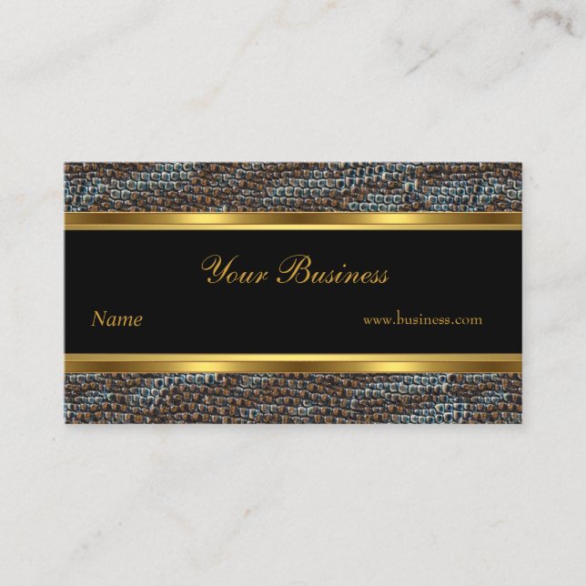 Snake Animal Gold Black Stripe Elegant Classy 2 Business Card (Front)