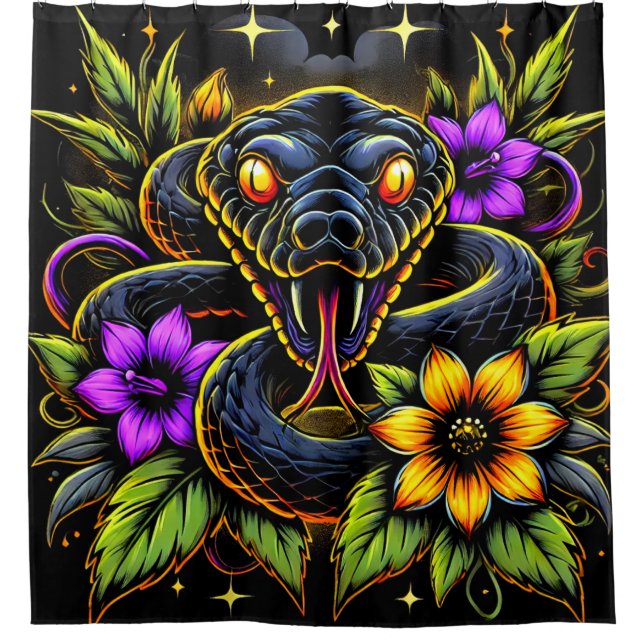 Snake Art Shower Curtain (Front)