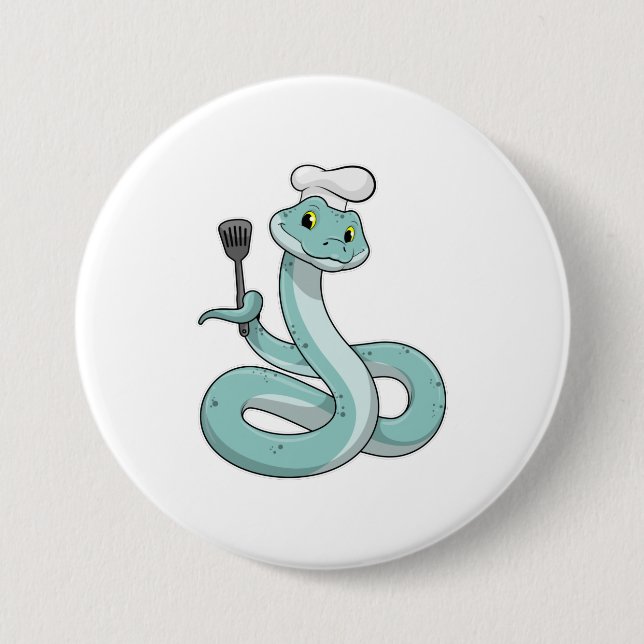 Snake as Cook with Chef hat 7.5 Cm Round Badge (Front)