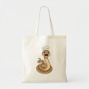 Snake as Cook with Chef hat Tote Bag