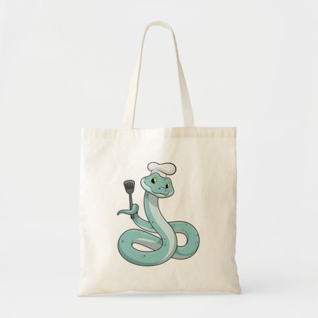 Snake as Cook with Chef hat Tote Bag (Front)