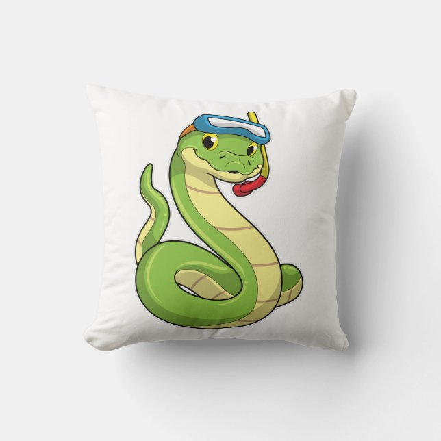 Snake as Diver wirth Snorkel Cushion (Front)