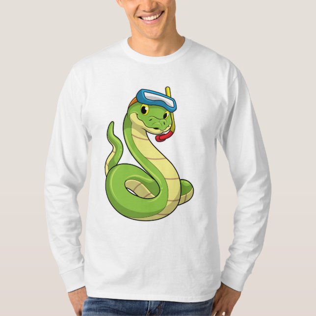 Snake as Diver wirth Snorkel T-Shirt (Front)