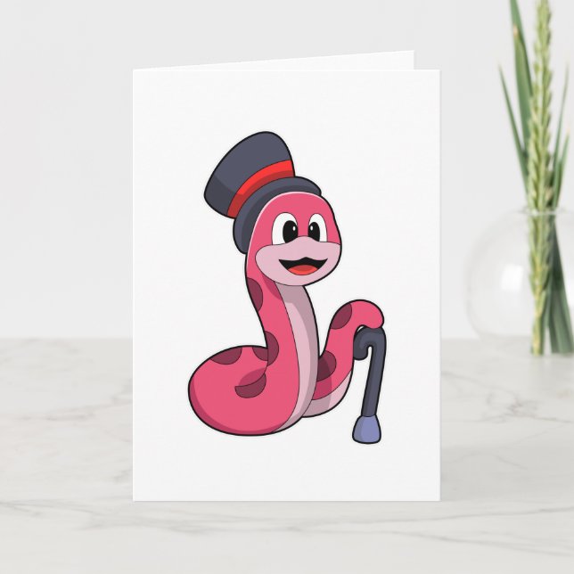 Snake as Gentleman with Hat & Walking stick Card (Front)