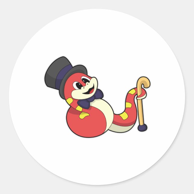 Snake as Groom with Hat Classic Round Sticker (Front)