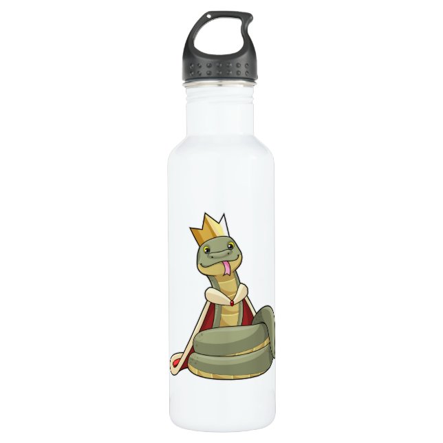 Snake as King with Crown 710 Ml Water Bottle (Front)