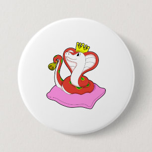 Snake as King with Crown 7.5 Cm Round Badge