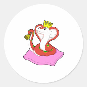 Snake as King with Crown Classic Round Sticker