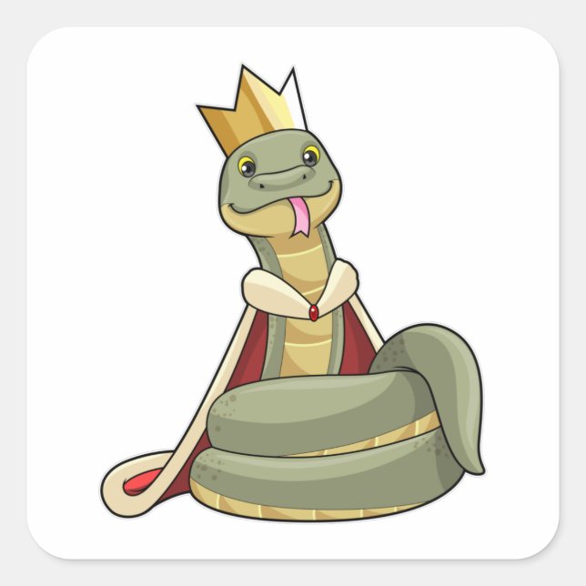 Snake as King with Crown Square Sticker (Front)