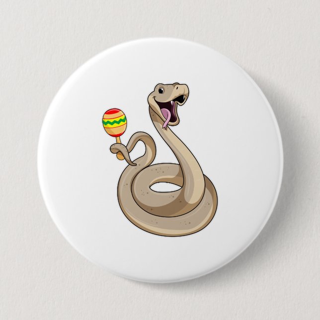 Snake as Musician with Maracas 7.5 Cm Round Badge (Front)