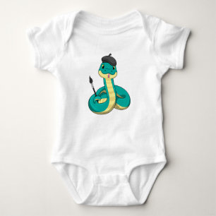 Snake as Painter with Paint brush Baby Bodysuit