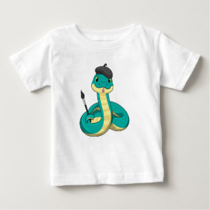 Snake as Painter with Paint brush Baby T-Shirt