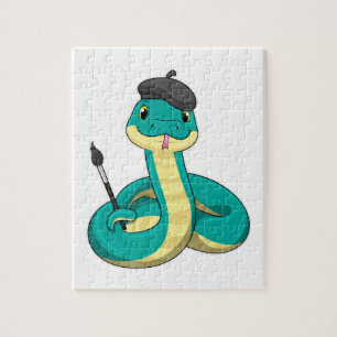 Snake as Painter with Paint brush Jigsaw Puzzle