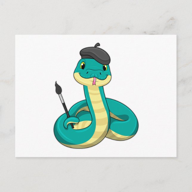 Snake as Painter with Paint brush Postcard (Front)