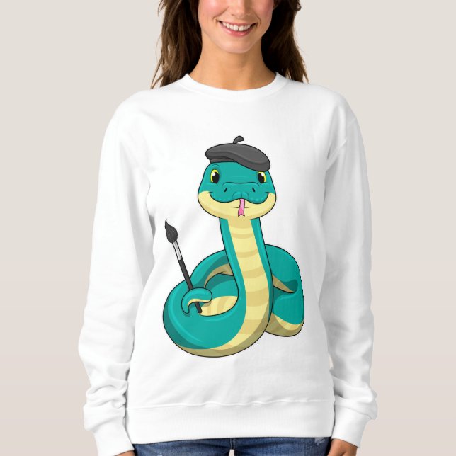 Snake as Painter with Paint brush Sweatshirt (Front)
