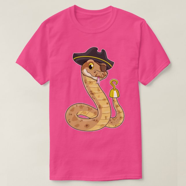 Snake as Pirate Hook hand Eye patch T-Shirt (Design Front)