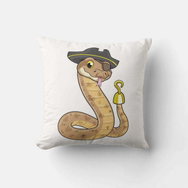 Snake as Pirate with Hook hand & Eye patch Cushion (Front)