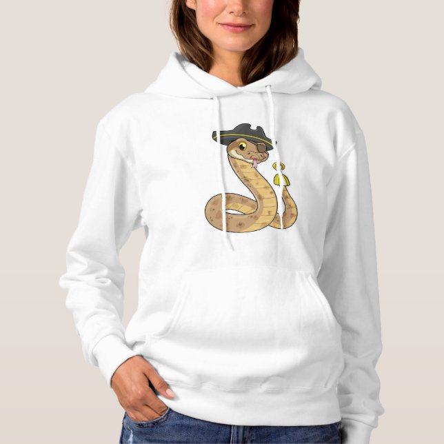 Snake as Pirate with Hook hand & Eye patch Hoodie (Front)