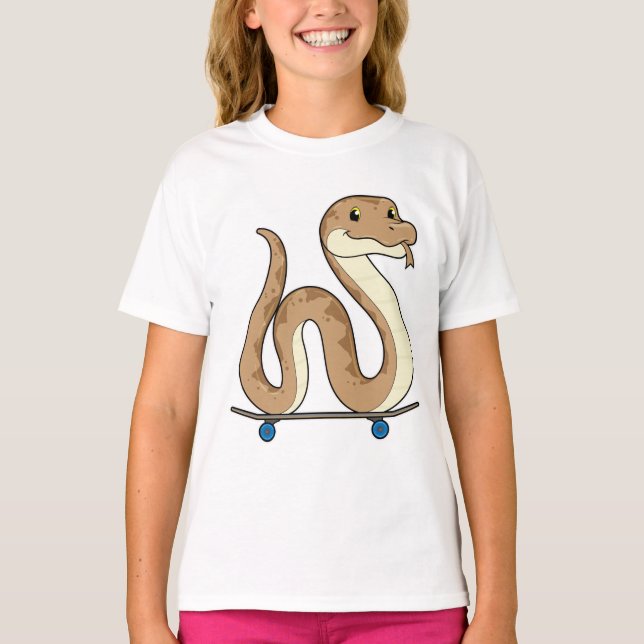 Snake as Skater with Skateboard T-Shirt (Front)
