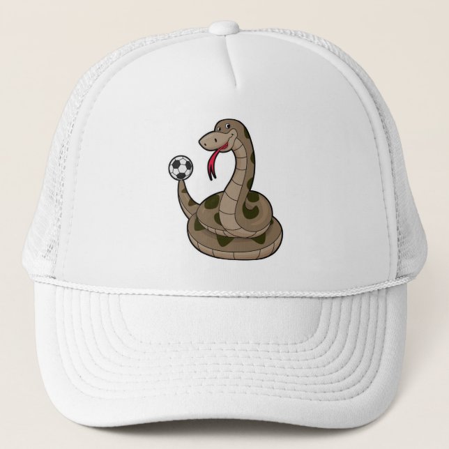 Snake as Soccer player with Soccer ball Trucker Hat (Front)