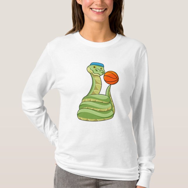 Snake at Basketball Sports T-Shirt (Front)