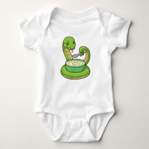 Snake at Eating with Muesli Baby Bodysuit