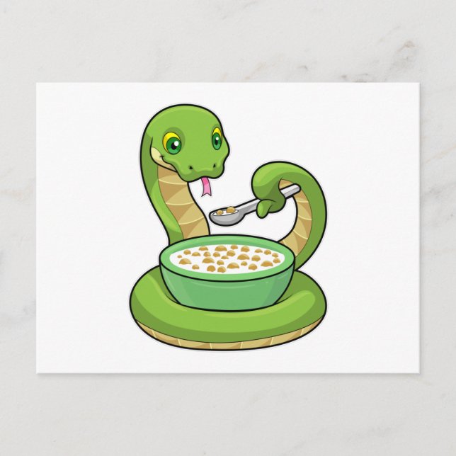 Snake at Eating with Muesli Postcard (Front)